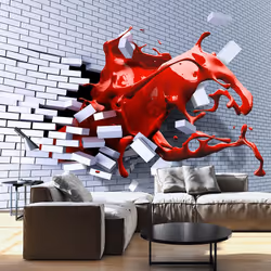 Planete Discount PD13801-400-280, Papier peint non tissé, Gris, Rouge, Rouge, Gris, 120 g/m², Laine écarlate, 4000 mm