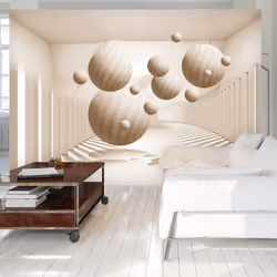 Planete Discount PD12919-100-70, Papier peint non tissé, Beige, Gris, Blanc, Gris, Blanc, Beige, 120 g/m², Beige Balls, 1000  ...