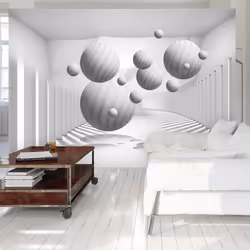Planete Discount PD12920-400-280, Papier peint non tissé, Gris, Blanc, Gris, Blanc, 120 g/m², Balls in White, 4000 mm