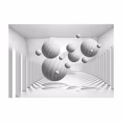 Papier peint intissé 3D et Perspective Balls in White - PD12920-400-280