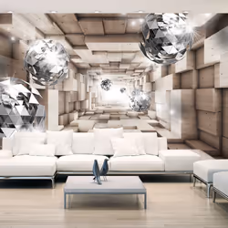 Planete Discount PD13048-400-280, Papier peint non tissé, Argent, Blanc, Argent, Blanc, 120 g/m², In A Wooden Tunnel, 4000 mm