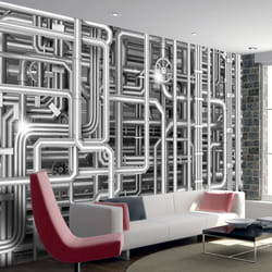 Planete Discount PD12924-150-105 papier-peint Papier peint non tissé Gris, Argent, Blanc