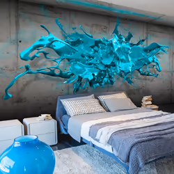 Planete Discount PD13055-100-70, Papier peint non tissé, Noir, Bleu, Gris, Gris, Bleu, Noir, 120 g/m², Blue Ink Blot, 1000 mm