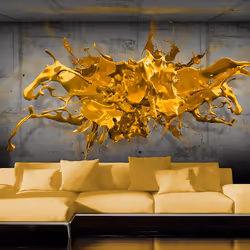 Planete Discount PD13056-200-140, Papier peint non tissé, Noir, Gris, Jaune, Jaune, Gris, Noir, 120 g/m², Yellow Splash, 2000 ...