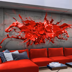 Planete Discount PD13057-100-70, Papier peint non tissé, Noir, Gris, Rouge, Gris, Rouge, Noir, 120 g/m², Red Ink Blot, 1000 m ...