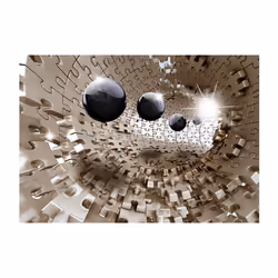 Papier peint intissé 3D et Perspective Golden Jigsaw - PD12928-400-280