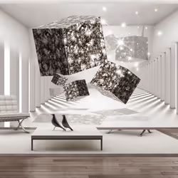 Planete Discount PD13064-250-175, Papier peint non tissé, Noir, Gris, Blanc, Gris, Blanc, Noir, 120 g/m², Modern Art, 2500 mm