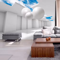 Planete Discount PD12936-150-105, Papier peint non tissé, Bleu, Blanc, Blanc, Bleu, 120 g/m², Architecture of the Future, 150 ...