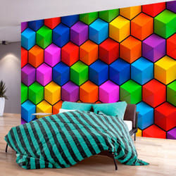 Papier peint intissé 3D et Perspective Colorful Geometric Boxes - PD12940-400-280