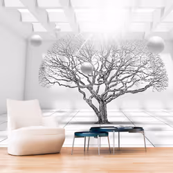 Planete Discount PD13090-400-280, Papier peint non tissé, Noir, Blanc, Noir, Blanc, 120 g/m², Tree of Future, 4000 mm