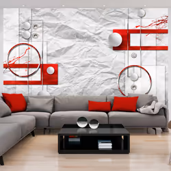 Planete Discount PD13812-400-280, Papier peint non tissé, Rouge, Blanc, Blanc, Rouge, 120 g/m², Paper Abstraction, 4000 mm
