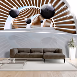 Planete Discount PD13095-400-280, Papier peint non tissé, Noir, Gris, Blanc, Blanc, Noir, Gris, 120 g/m², Sky Tunnel, 4000 mm