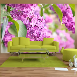 Planete Discount PD13457-350-245, Papier peint non tissé, Vert, Violet, Vert, Violet, 120 g/m², Lilac Flowers, 3500 mm