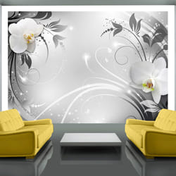 Papier peint intissé Fleurs Orchids on silver - PD13466-400-280