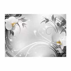 Papier peint intissé Fleurs Orchids on silver - PD13466-400-280