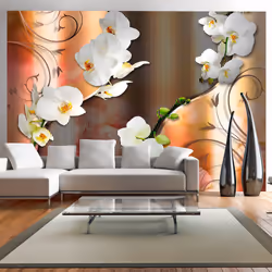 Planete Discount PD13468-400-280, Papier peint non tissé, Noir, Orange, Blanc, Blanc, Orange, Noir, 120 g/m², Orchid, 4000 mm