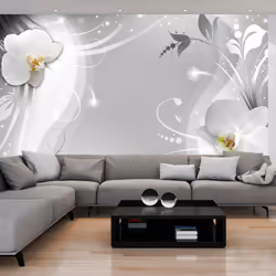 Planete Discount PD13480-100-70, Papier peint non tissé, Gris, Blanc, Blanc, Gris, 120 g/m², Charming orchid, 1000 mm