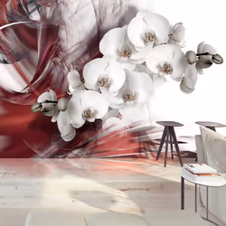 Planete Discount PD13496-350-245, Papier peint non tissé, Gris, Rouge, Blanc, Blanc, Rouge, Gris, 120 g/m², Orchid in red, 35 ...