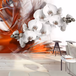 Planete Discount PD13497-400-280, Papier peint non tissé, Gris, Blanc, Gris, Blanc, 120 g/m², Orchid on fire II, 4000 mm