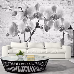 Planete Discount PD13505-350-245, Papier peint non tissé, Gris, Blanc, Blanc, Gris, 120 g/m², Orchid in Shades of Gray, 3500  ...