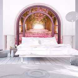 Planete Discount PD12945-200-140, Papier peint non tissé, Rose, Blanc, Rose, Blanc, 120 g/m², Door To The Magic Land, 2000 mm