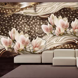 Planete Discount PD13513-350-245, Papier peint non tissé, Rose, Rose, 120 g/m², Pearls and Magnolias, 3500 mm