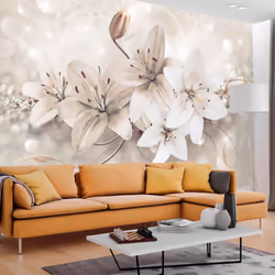 Planete Discount PD13520-400-280, Papier peint non tissé, Beige, Gris, Blanc, Gris, Blanc, Beige, 120 g/m², Diamond Lilies, 4 ...