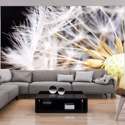 Planete Discount PD13533-400-280, Papier peint non tissé, Beige, Noir, Blanc, Noir, Blanc, Beige, 120 g/m², Fluffy dandelion, ...