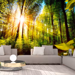 Planete Discount PD14303-400-280, Papier peint non tissé, Vert, Jaune, Vert, Jaune, 120 g/m², Forest Hideout, 4000 mm