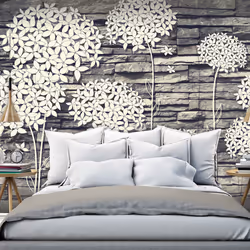 Planete Discount PD13825-400-280, Papier peint non tissé, Crème, Gris, Gris, Crème, 120 g/m², Stones Flowers, 4000 mm