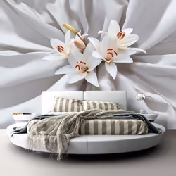 Planete Discount PD13555-400-280, Papier peint non tissé, Gris, Blanc, Blanc, Gris, 120 g/m², Sensual Lilies, 4000 mm