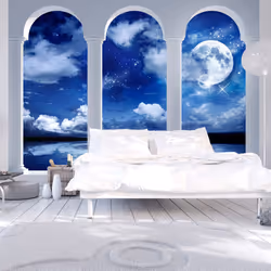 Planete Discount PD14309-100-70, Papier peint non tissé, Noir, Bleu, Gris, Gris, Bleu Marine, Noir, 120 g/m², Night in Greece ...