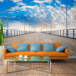 Planete Discount PD14310-400-280, Papier peint non tissé, Bleu, Blanc, Bleu, Blanc, 120 g/m², Jetée, 4000 mm