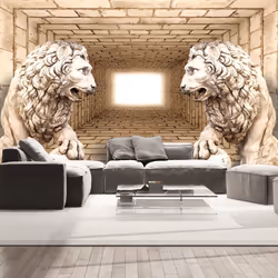 Planete Discount PD13832-350-245, Papier peint non tissé, Cuivre, Blanc, Cuivré, Blanc, 120 g/m², Mystery of lions, 3500 mm