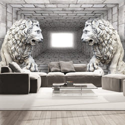 Papier peint intissé 3D et Perspective Lions de pierre - PD12947-400-280