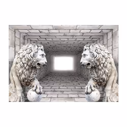 Papier peint intissé 3D et Perspective Lions de pierre - PD12947-400-280