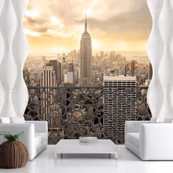Planete Discount PD14809-400-280, Papier peint non tissé, Gris, Blanc, Jaune, Gris, Blanc, Jaune, 120 g/m², Light of New York ...