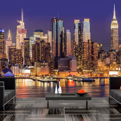Planete Discount PD14821-400-280, Papier peint non tissé, Violet, Jaune, Violet, Jaune, 120 g/m², NYC: Night City, 4000 mm