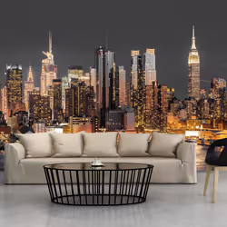 Planete Discount PD14822-400-280, Papier peint non tissé, Gris, Jaune, Jaune, Gris, 120 g/m², NYC: Twilight, 4000 mm