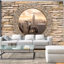 Planete Discount PD14825-400-280, Papier peint non tissé, Beige, Jaune, Jaune, Beige, 120 g/m², Hidden City, 4000 mm