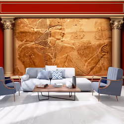 Planete Discount PD13834-400-280, Papier peint non tissé, Beige, Rouge, Rouge, Beige, 120 g/m², Egyptian Walls, 4000 mm