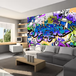 Planete Discount PD14670-200-140, Papier peint non tissé, Multicolore, Colorful, 120 g/m², Graffiti: violet theme, 2000 mm