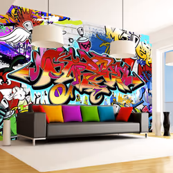 Planete Discount PD14672-400-280, Papier peint non tissé, Multicolore, Colorful, 120 g/m², Street art:red theme, 4000 mm