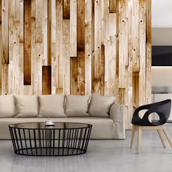 Planete Discount PD13839-250-175, Papier peint non tissé, Beige, Beige, 120 g/m², Planches en bois, 2500 mm