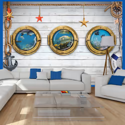 Planete Discount PD13236-400-280, Papier peint non tissé, Multicolore, Colorful, 120 g/m², Tree portholes, 4000 mm