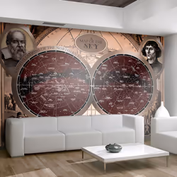 Planete Discount PD13333-200-140, Papier peint non tissé, Beige, Beige, 120 g/m², Map of the sky, 2000 mm