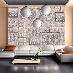 Planete Discount PD13848-200-140, Papier peint non tissé, Beige, Beige, 120 g/m², Carreaux de pierre, 2000 mm