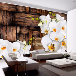 Planete Discount PD13556-400-280, Papier peint non tissé, Blanc, Jaune, Jaune, Blanc, 120 g/m², Blooming Orchids, 4000 mm