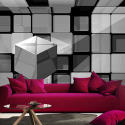 Papier peint intissé 3D et Perspective Rubik's cube in gray - PD12957-400-280