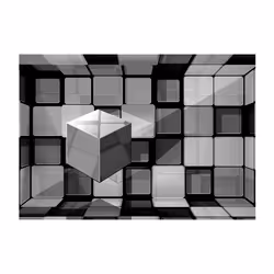 Papier peint intissé 3D et Perspective Rubik's cube in gray - PD12957-400-280